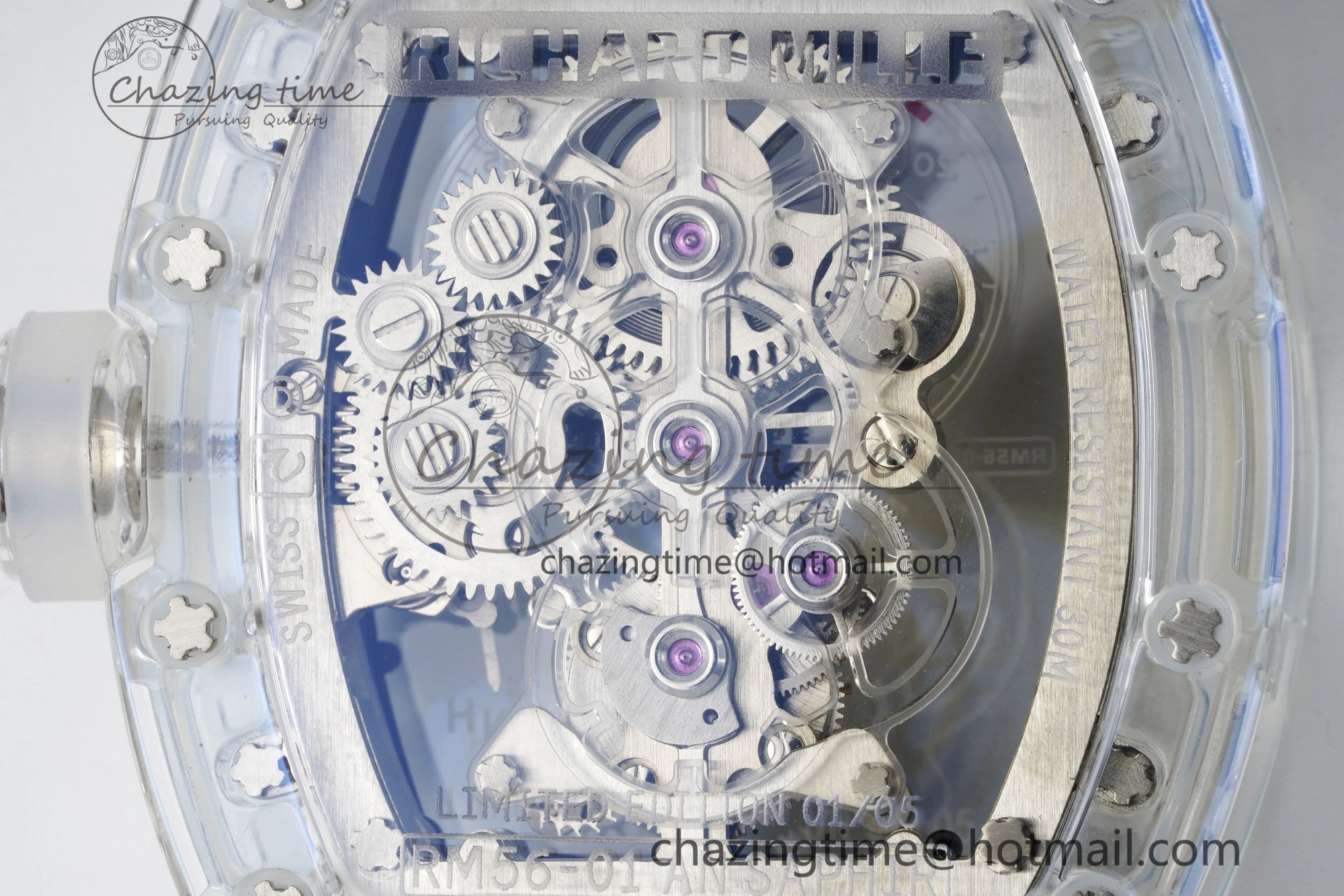 RM56-01 Transparent Tourbillon RMF Best Edition Skeleton Dial Black Inner Bezel on Transparent Rubber Strap Seasonal 9376