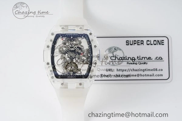 RM56-01 Transparent Tourbillon RMF Best Edition Skeleton Dial Black Inner Bezel on Transparent Rubber Strap Seasonal 9376