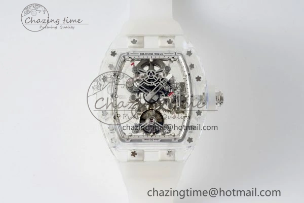 Sustainable RM56-01 Transparent Tourbillon RMF Best Edition Skeleton Dial on Transparent Rubber Strap 9375