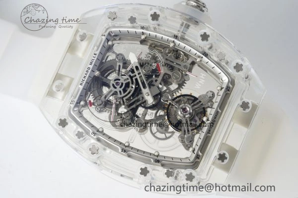Sustainable RM56-01 Transparent Tourbillon RMF Best Edition Skeleton Dial on Transparent Rubber Strap 9375