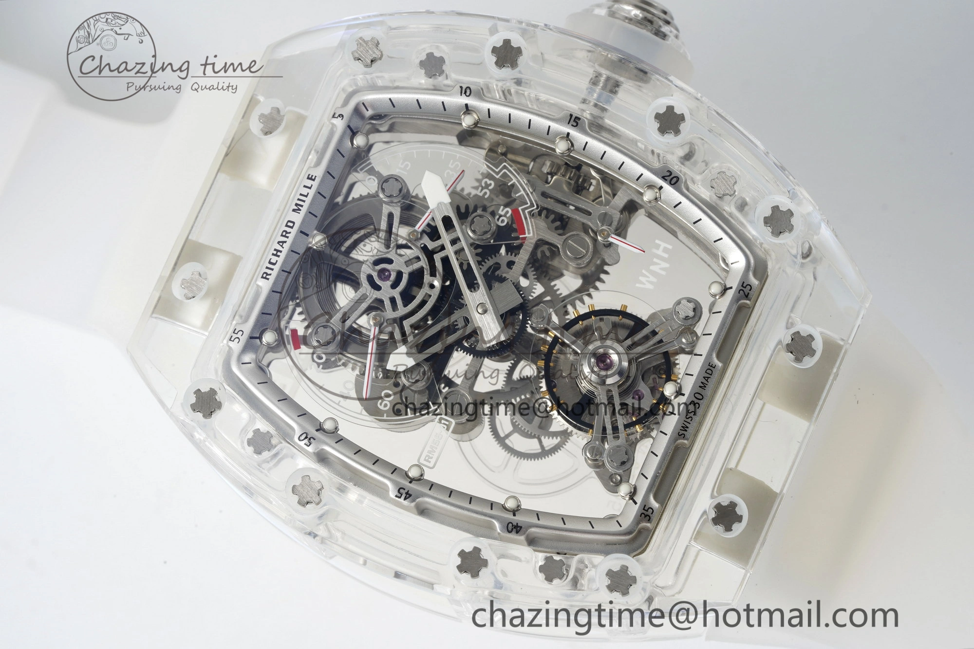 Sustainable RM56-01 Transparent Tourbillon RMF Best Edition Skeleton Dial on Transparent Rubber Strap 9375