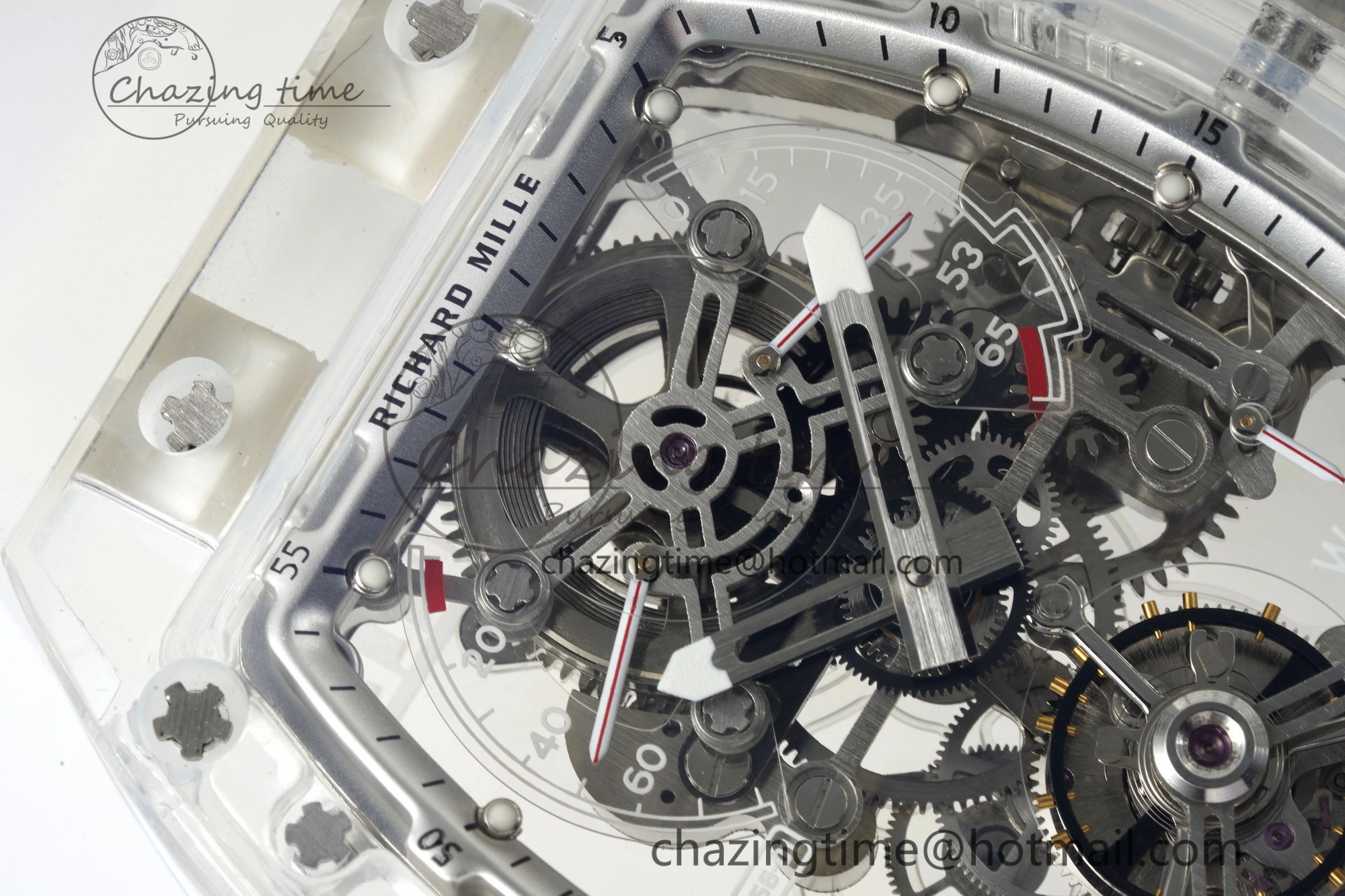 Sustainable RM56-01 Transparent Tourbillon RMF Best Edition Skeleton Dial on Transparent Rubber Strap 9375