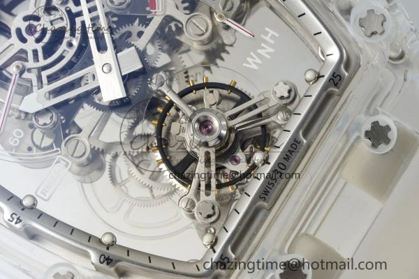 Sustainable RM56-01 Transparent Tourbillon RMF Best Edition Skeleton Dial on Transparent Rubber Strap 9375