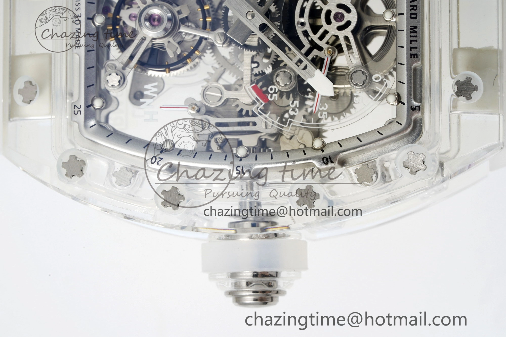 Sustainable RM56-01 Transparent Tourbillon RMF Best Edition Skeleton Dial on Transparent Rubber Strap 9375