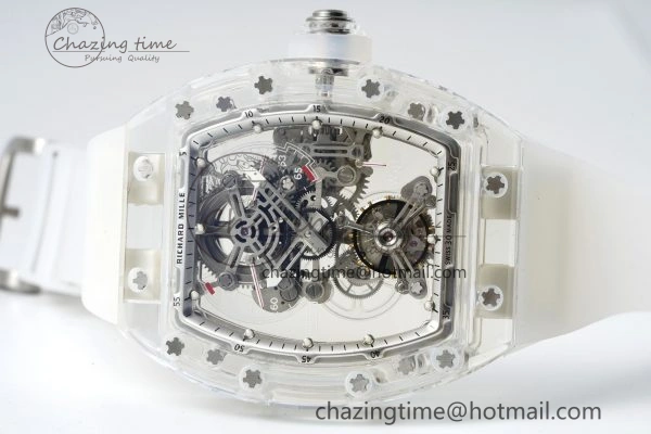 Sustainable RM56-01 Transparent Tourbillon RMF Best Edition Skeleton Dial on Transparent Rubber Strap 9375