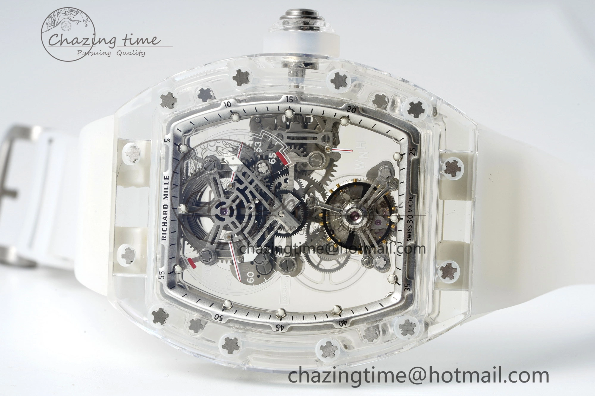 Sustainable RM56-01 Transparent Tourbillon RMF Best Edition Skeleton Dial on Transparent Rubber Strap 9375