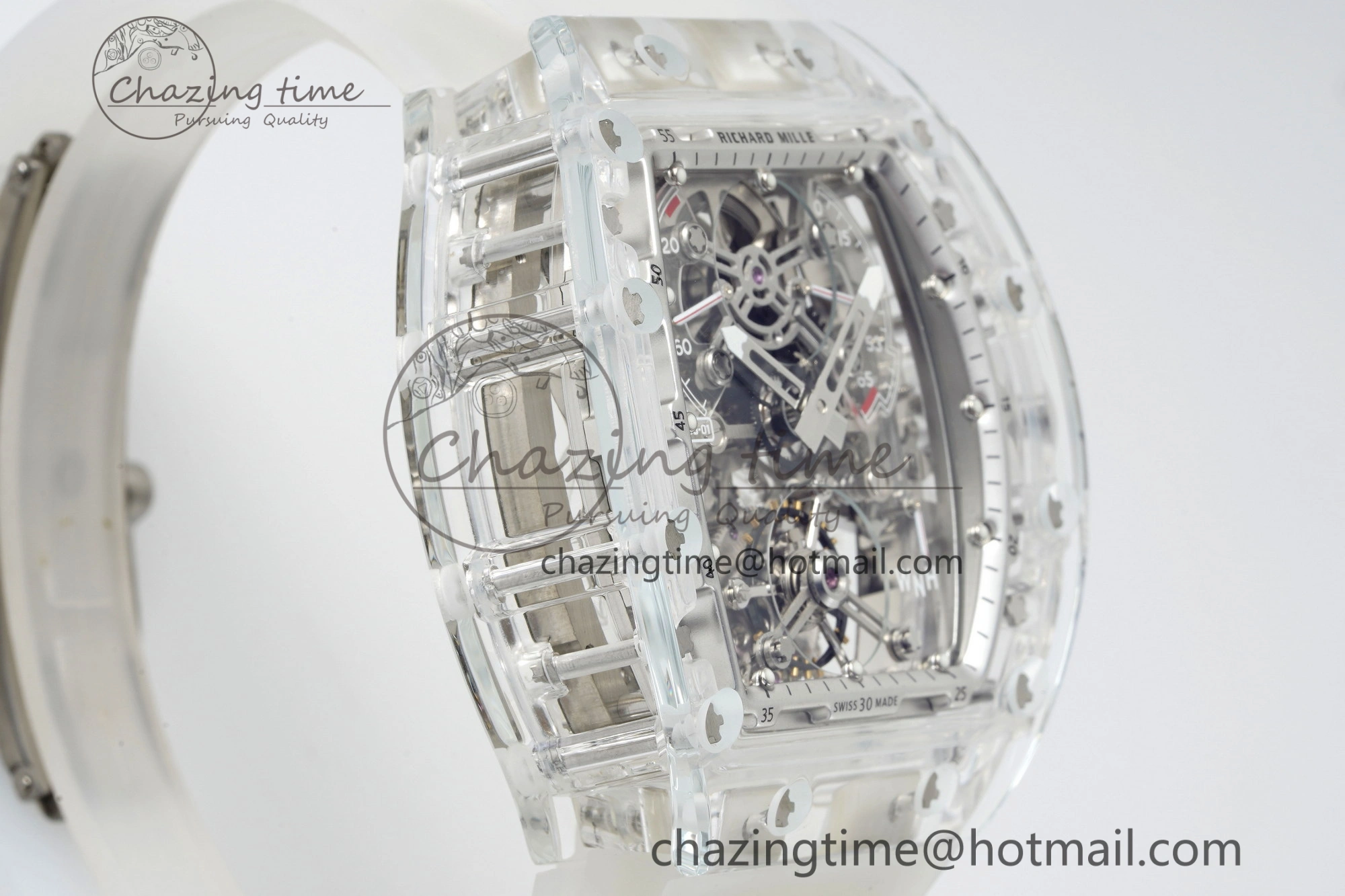 Sustainable RM56-01 Transparent Tourbillon RMF Best Edition Skeleton Dial on Transparent Rubber Strap 9375