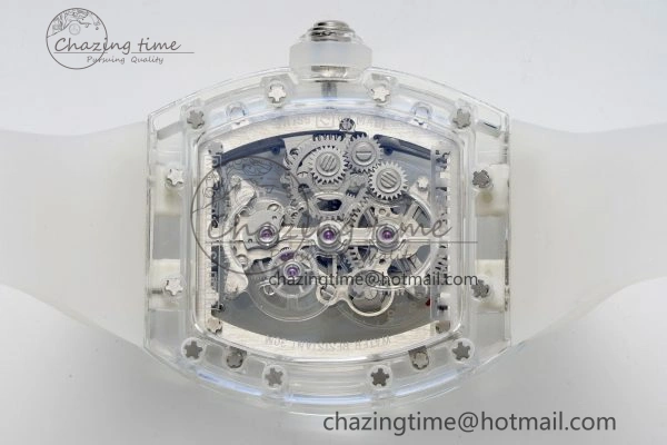 Sustainable RM56-01 Transparent Tourbillon RMF Best Edition Skeleton Dial on Transparent Rubber Strap 9375
