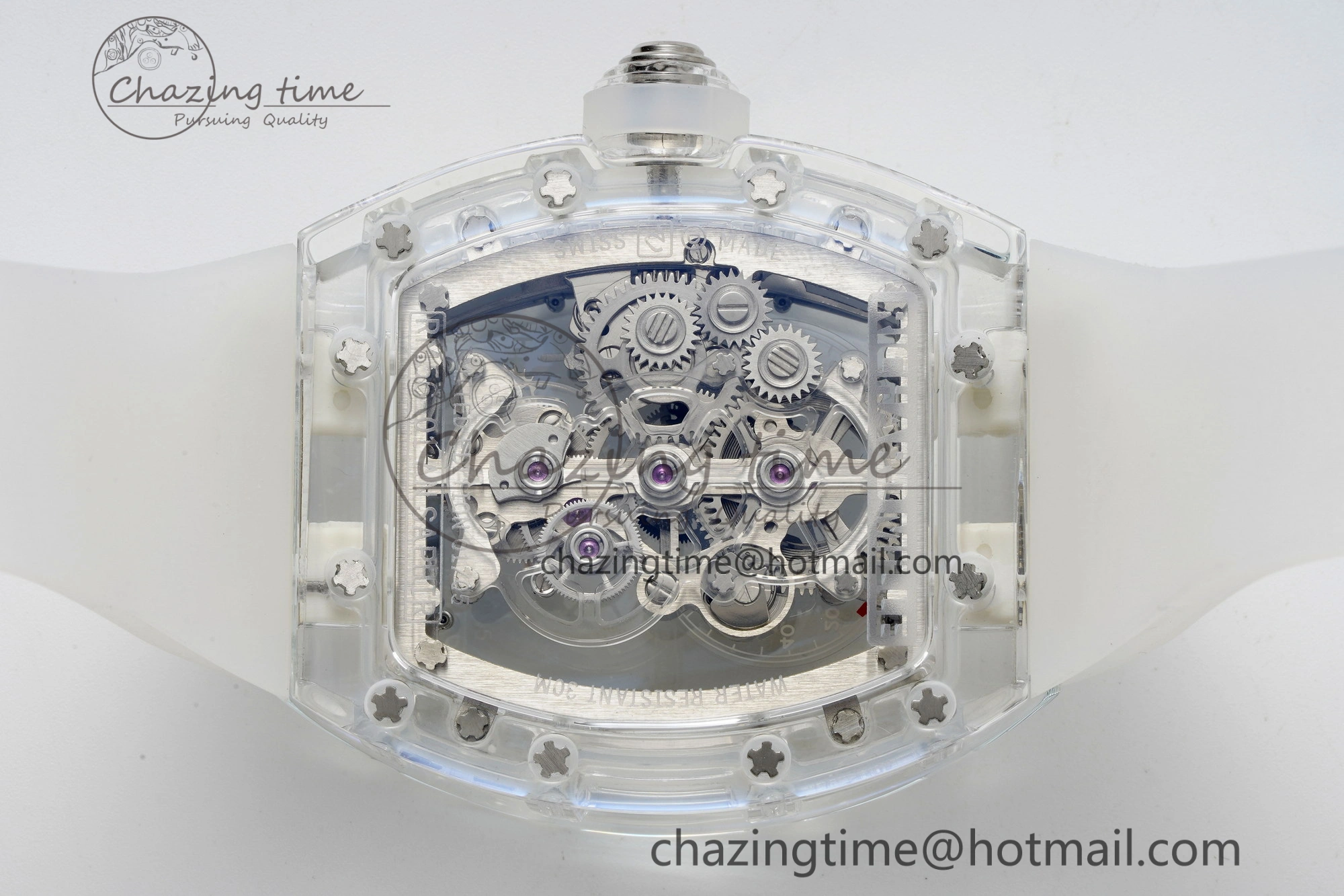 Sustainable RM56-01 Transparent Tourbillon RMF Best Edition Skeleton Dial on Transparent Rubber Strap 9375
