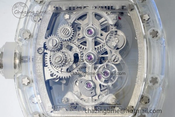 Sustainable RM56-01 Transparent Tourbillon RMF Best Edition Skeleton Dial on Transparent Rubber Strap 9375