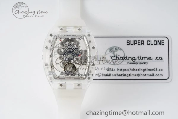 Sustainable RM56-01 Transparent Tourbillon RMF Best Edition Skeleton Dial on Transparent Rubber Strap 9375