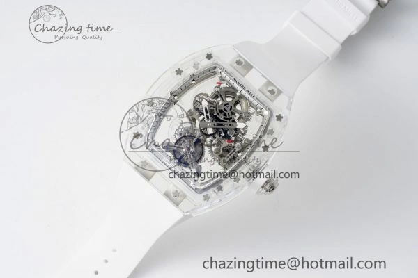 RM56-01 Transparent Tourbillon RMF Best Edition Skeleton Dial on White Rubber Strap Timeless 9373