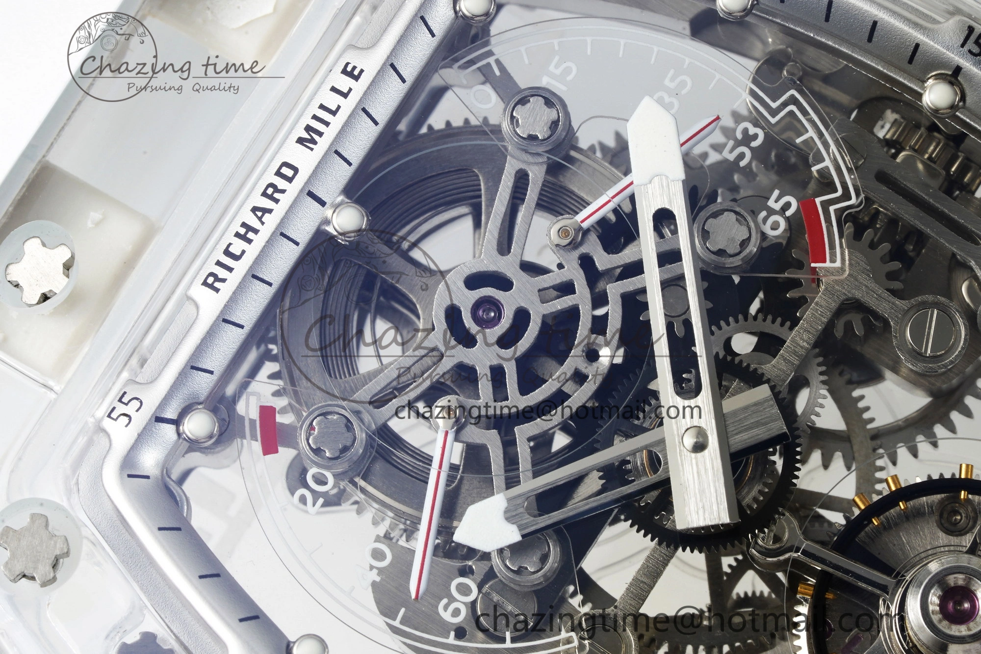 RM56-01 Transparent Tourbillon RMF Best Edition Skeleton Dial on White Rubber Strap Timeless 9373