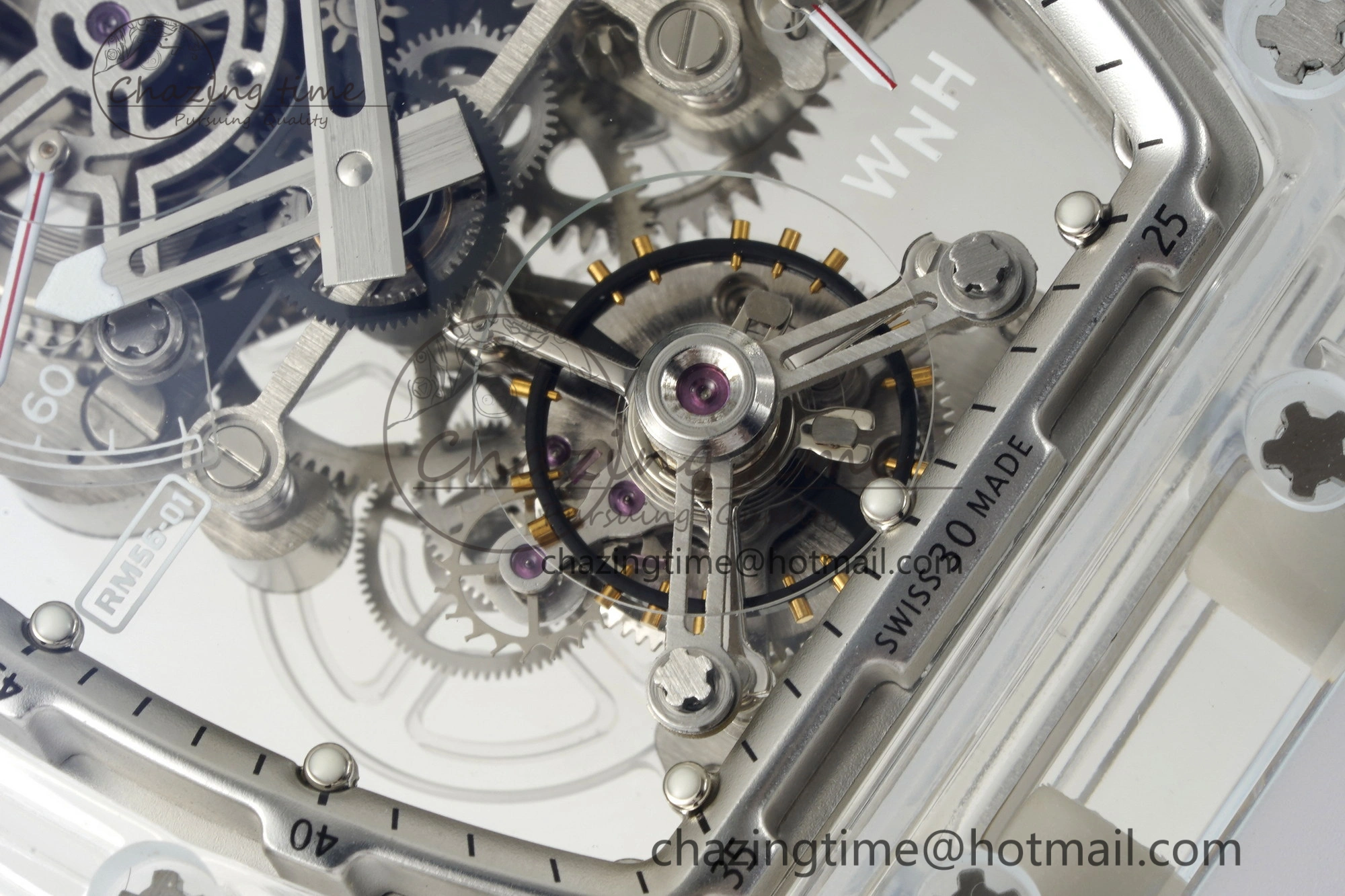 RM56-01 Transparent Tourbillon RMF Best Edition Skeleton Dial on White Rubber Strap Timeless 9373