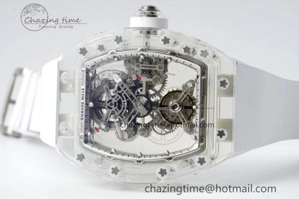 RM56-01 Transparent Tourbillon RMF Best Edition Skeleton Dial on White Rubber Strap Timeless 9373