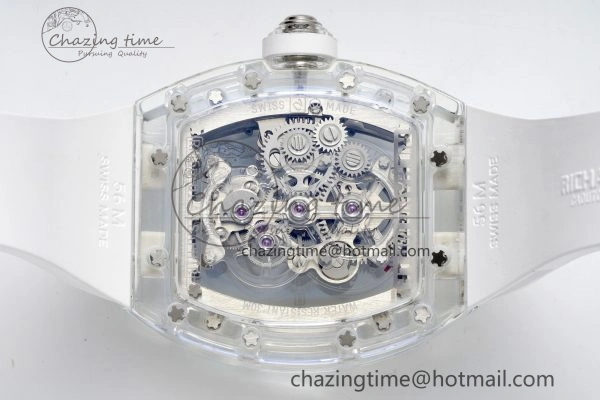 RM56-01 Transparent Tourbillon RMF Best Edition Skeleton Dial on White Rubber Strap Timeless 9373
