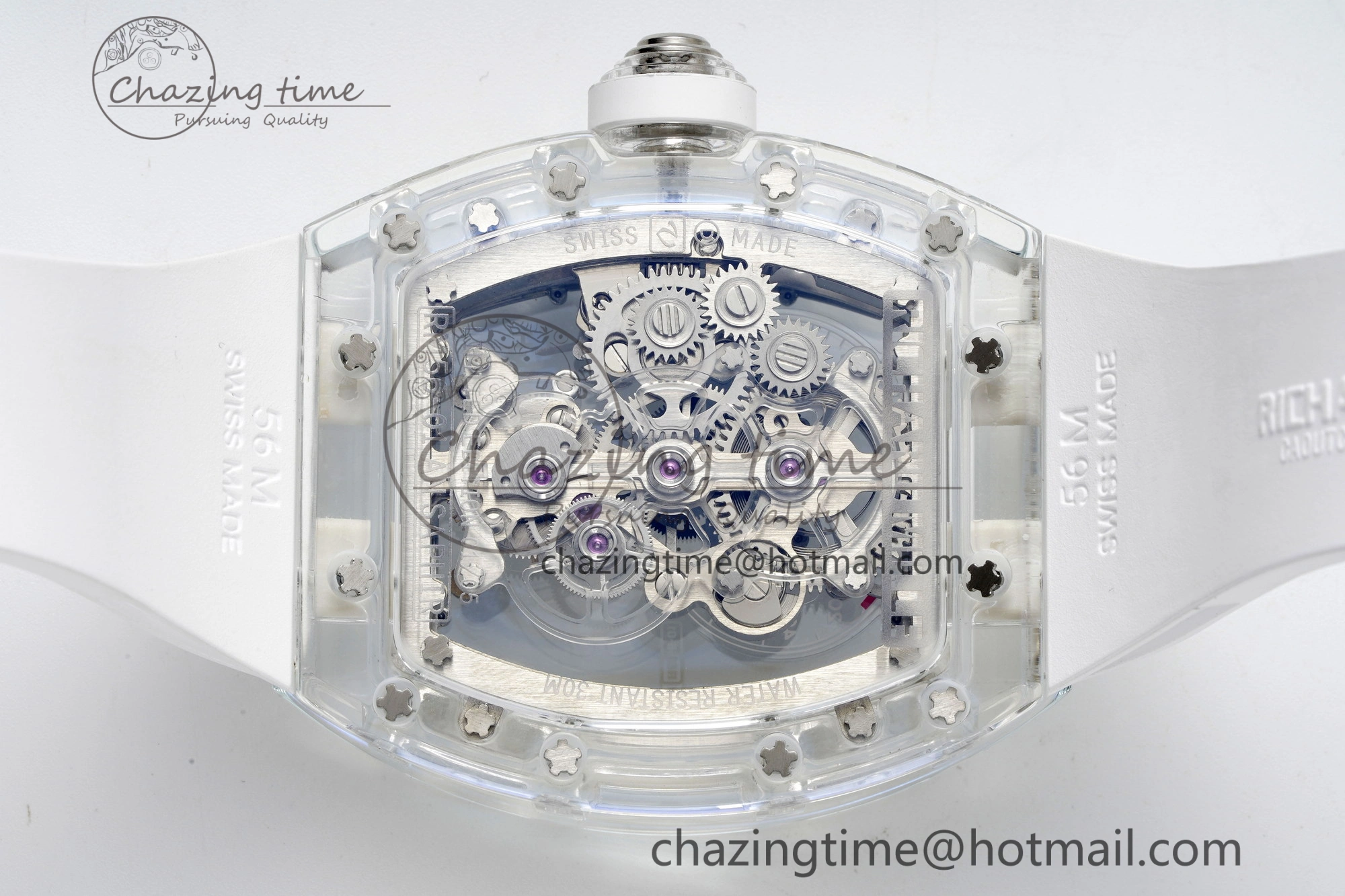 RM56-01 Transparent Tourbillon RMF Best Edition Skeleton Dial on White Rubber Strap Timeless 9373