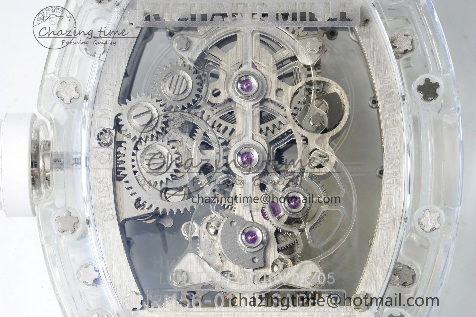 RM56-01 Transparent Tourbillon RMF Best Edition Skeleton Dial on White Rubber Strap Timeless 9373