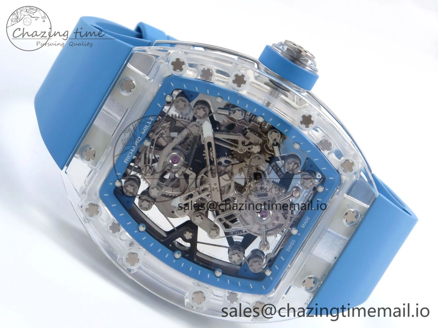 RM56-02 Transparent Tourbillon RMF Best Edition Skeleton Blue Dial on Blue Rubber Strap ZeroBulk 9254