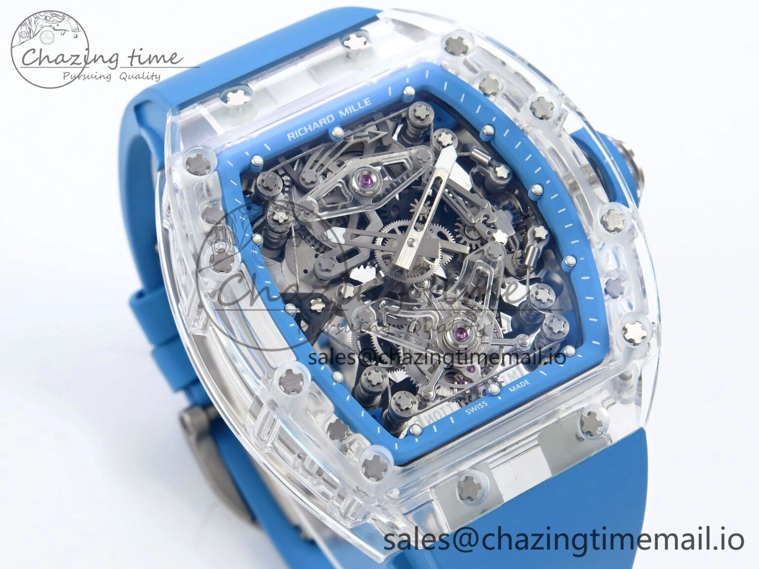 RM56-02 Transparent Tourbillon RMF Best Edition Skeleton Blue Dial on Blue Rubber Strap ZeroBulk 9254