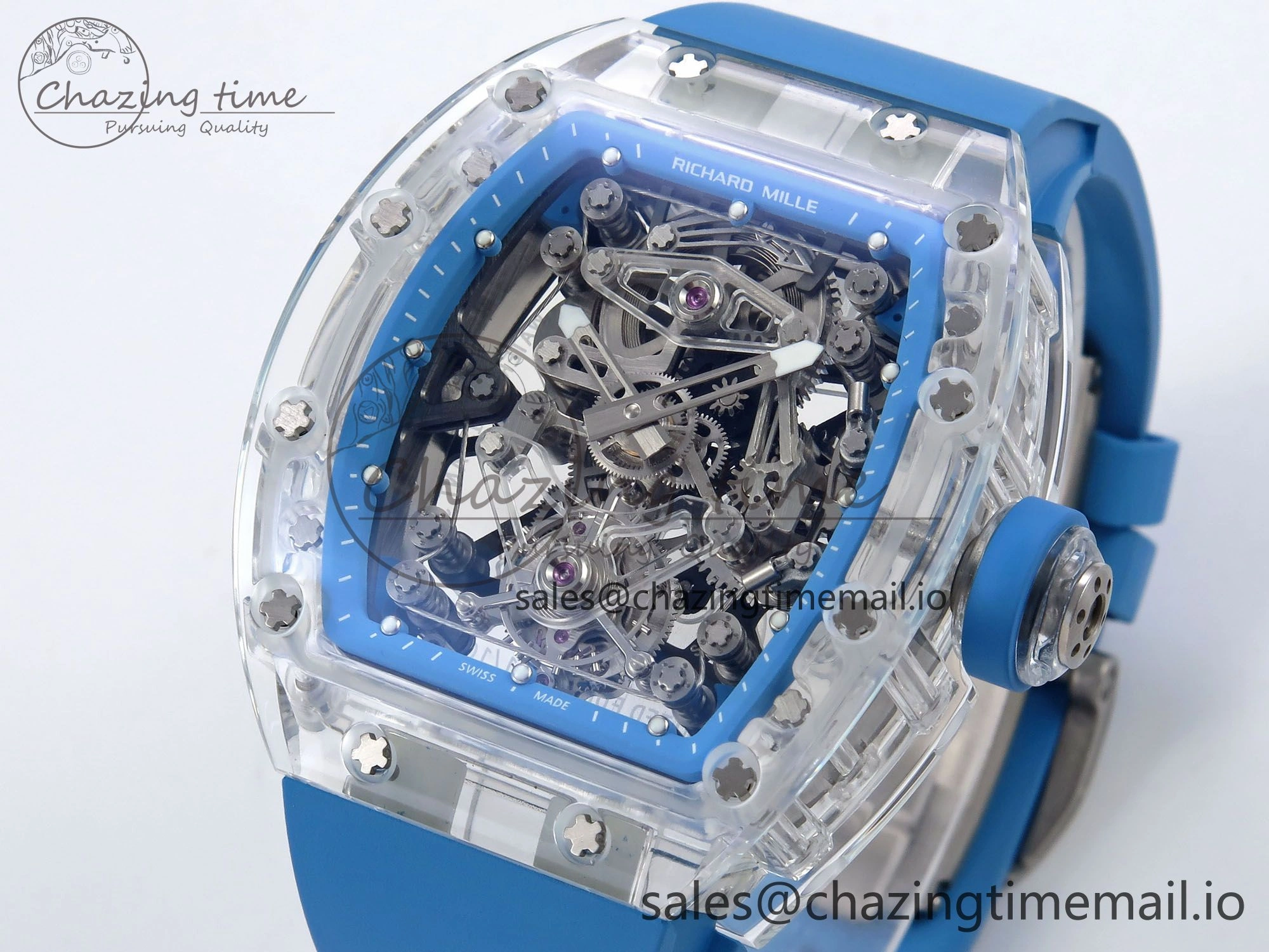 RM56-02 Transparent Tourbillon RMF Best Edition Skeleton Blue Dial on Blue Rubber Strap ZeroBulk 9254