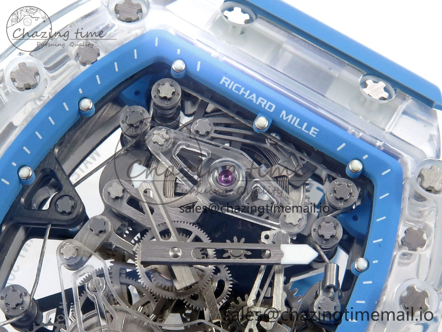 RM56-02 Transparent Tourbillon RMF Best Edition Skeleton Blue Dial on Blue Rubber Strap ZeroBulk 9254