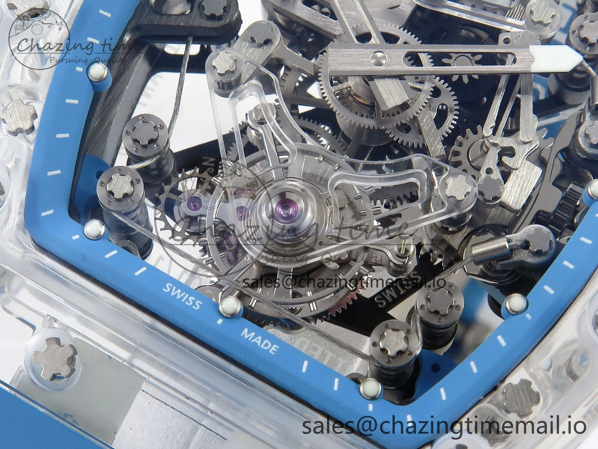 RM56-02 Transparent Tourbillon RMF Best Edition Skeleton Blue Dial on Blue Rubber Strap ZeroBulk 9254