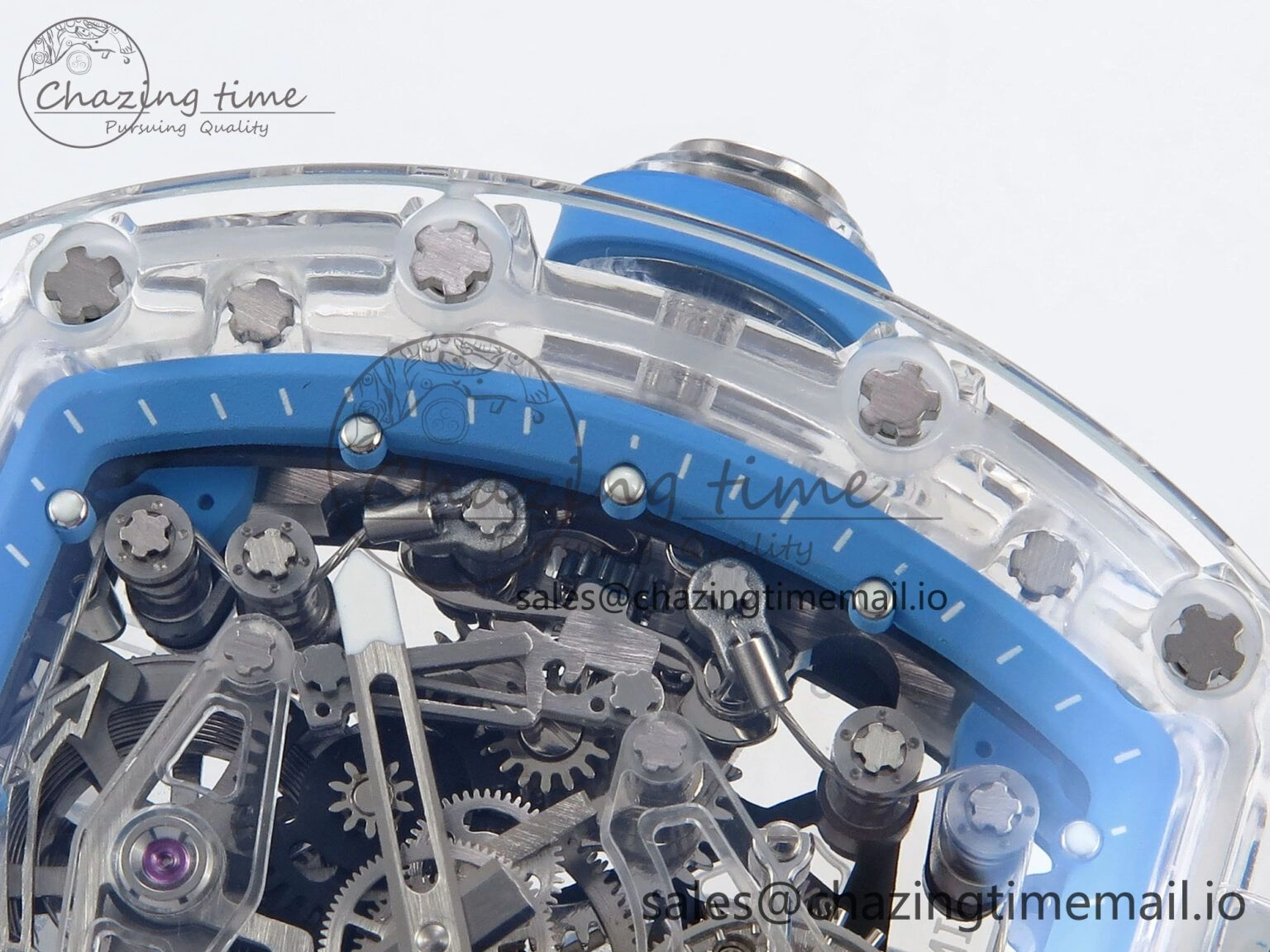 RM56-02 Transparent Tourbillon RMF Best Edition Skeleton Blue Dial on Blue Rubber Strap ZeroBulk 9254