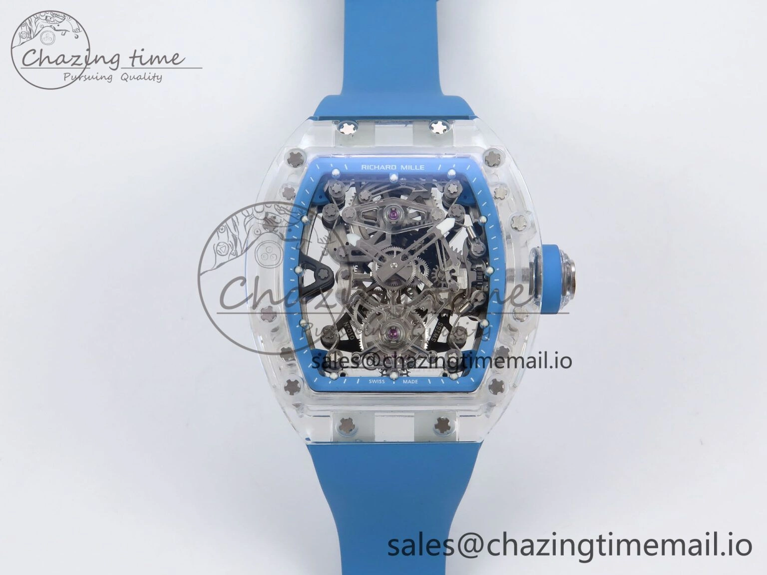 RM56-02 Transparent Tourbillon RMF Best Edition Skeleton Blue Dial on Blue Rubber Strap ZeroBulk 9254