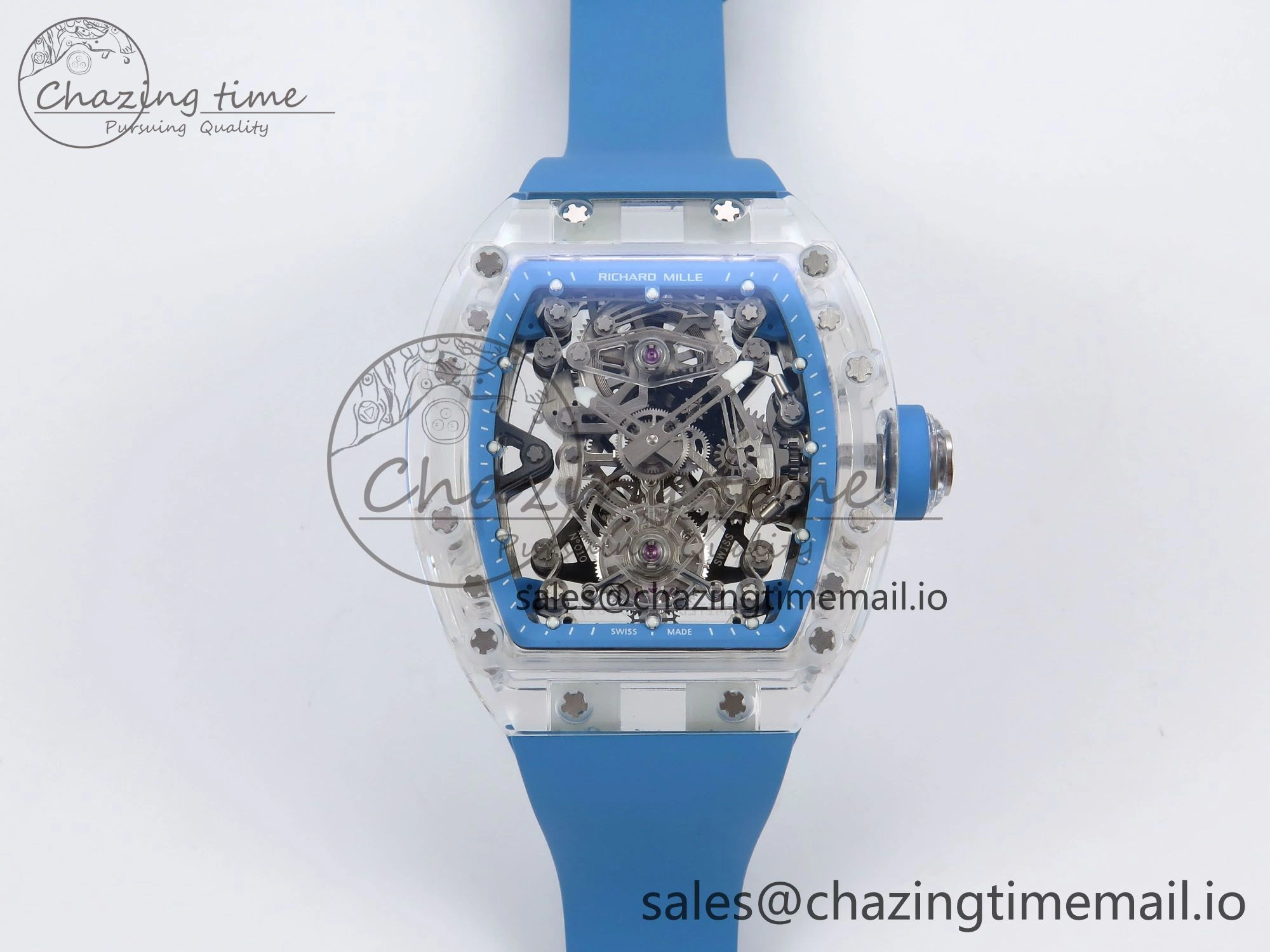 RM56-02 Transparent Tourbillon RMF Best Edition Skeleton Blue Dial on Blue Rubber Strap ZeroBulk 9254
