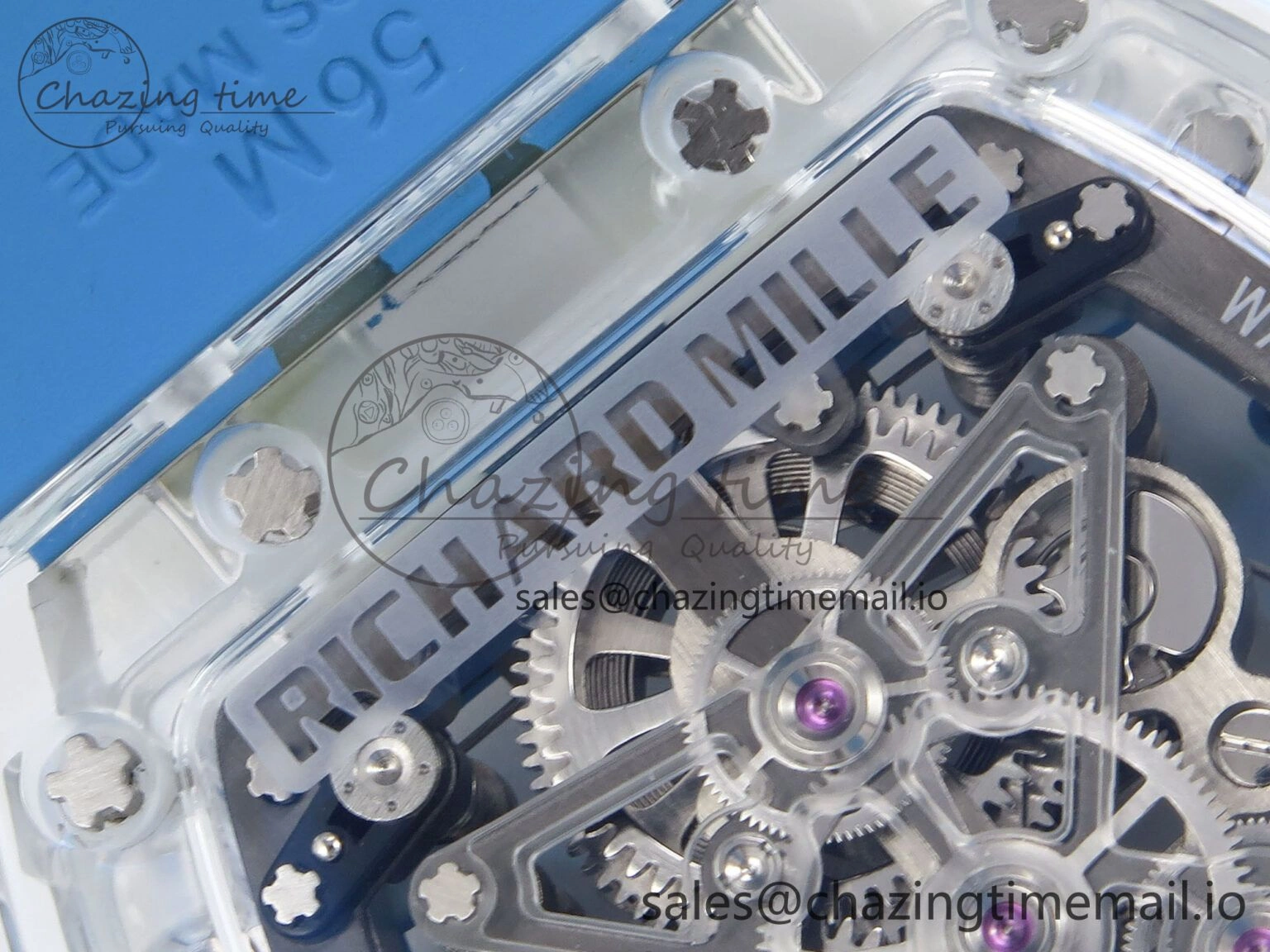 RM56-02 Transparent Tourbillon RMF Best Edition Skeleton Blue Dial on Blue Rubber Strap ZeroBulk 9254