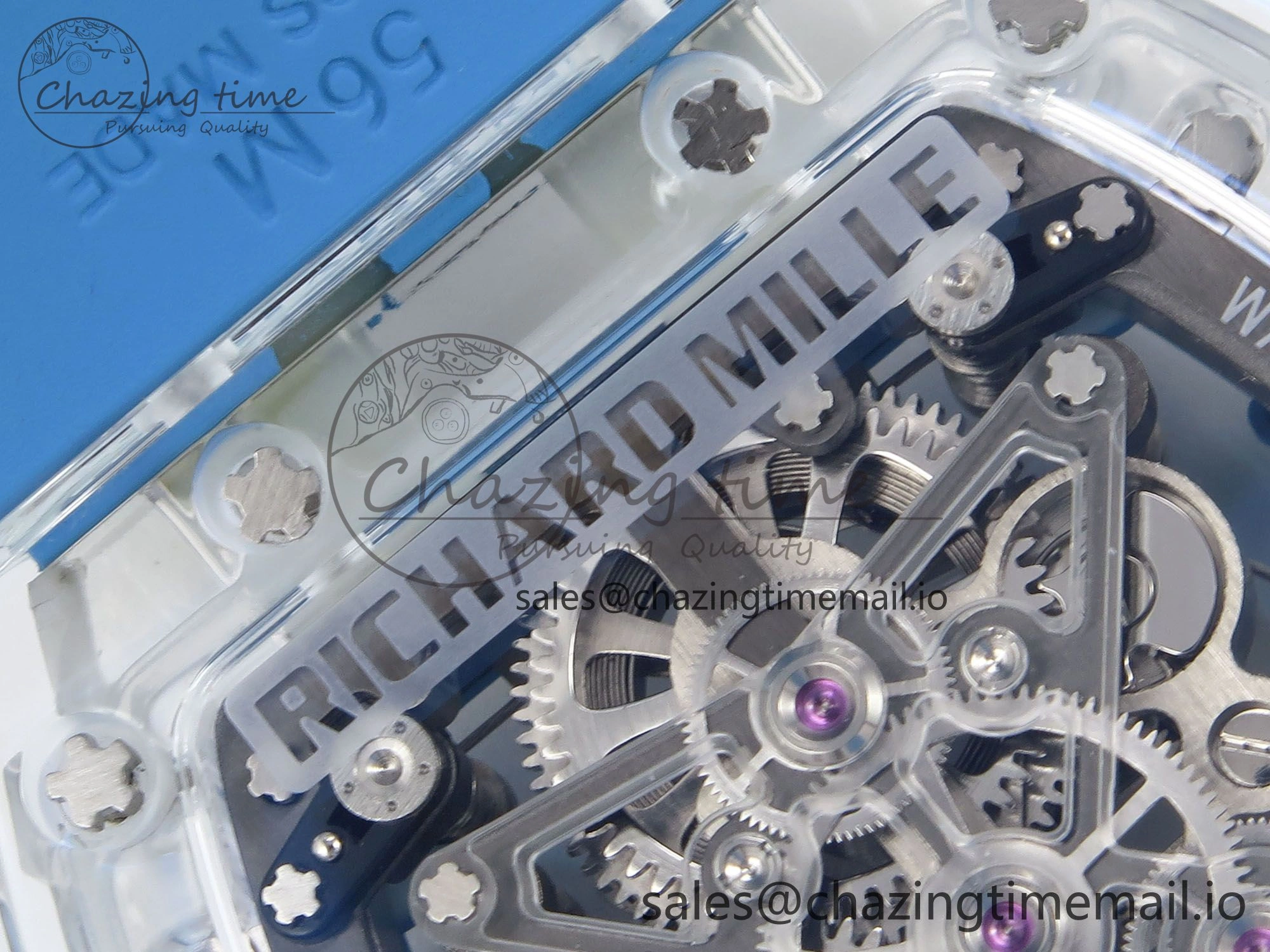 RM56-02 Transparent Tourbillon RMF Best Edition Skeleton Blue Dial on Blue Rubber Strap ZeroBulk 9254