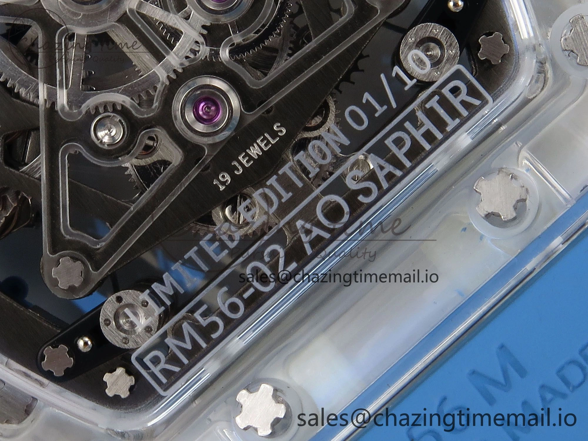 RM56-02 Transparent Tourbillon RMF Best Edition Skeleton Blue Dial on Blue Rubber Strap ZeroBulk 9254