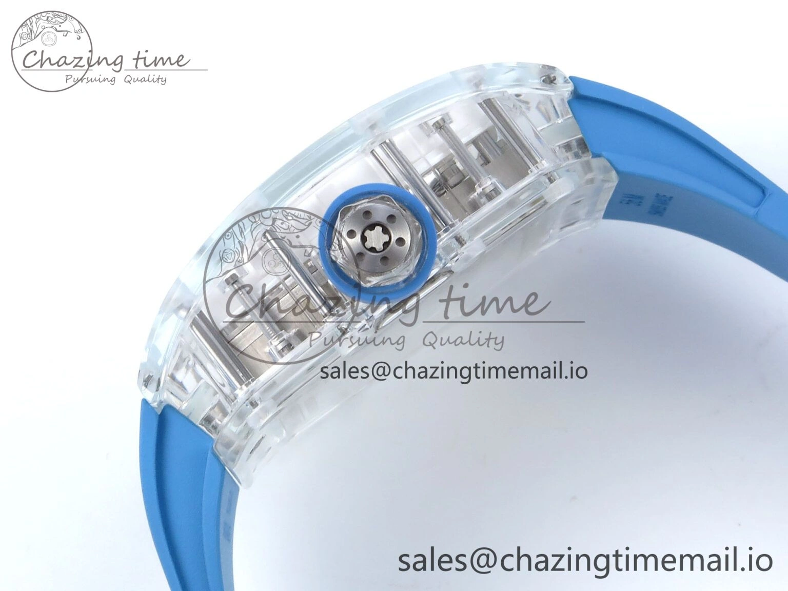 FreshLook RM56-02 Transparent Tourbillon RMF Best Edition Skeleton Dial Blue Hands on Blue Rubber Strap 9231