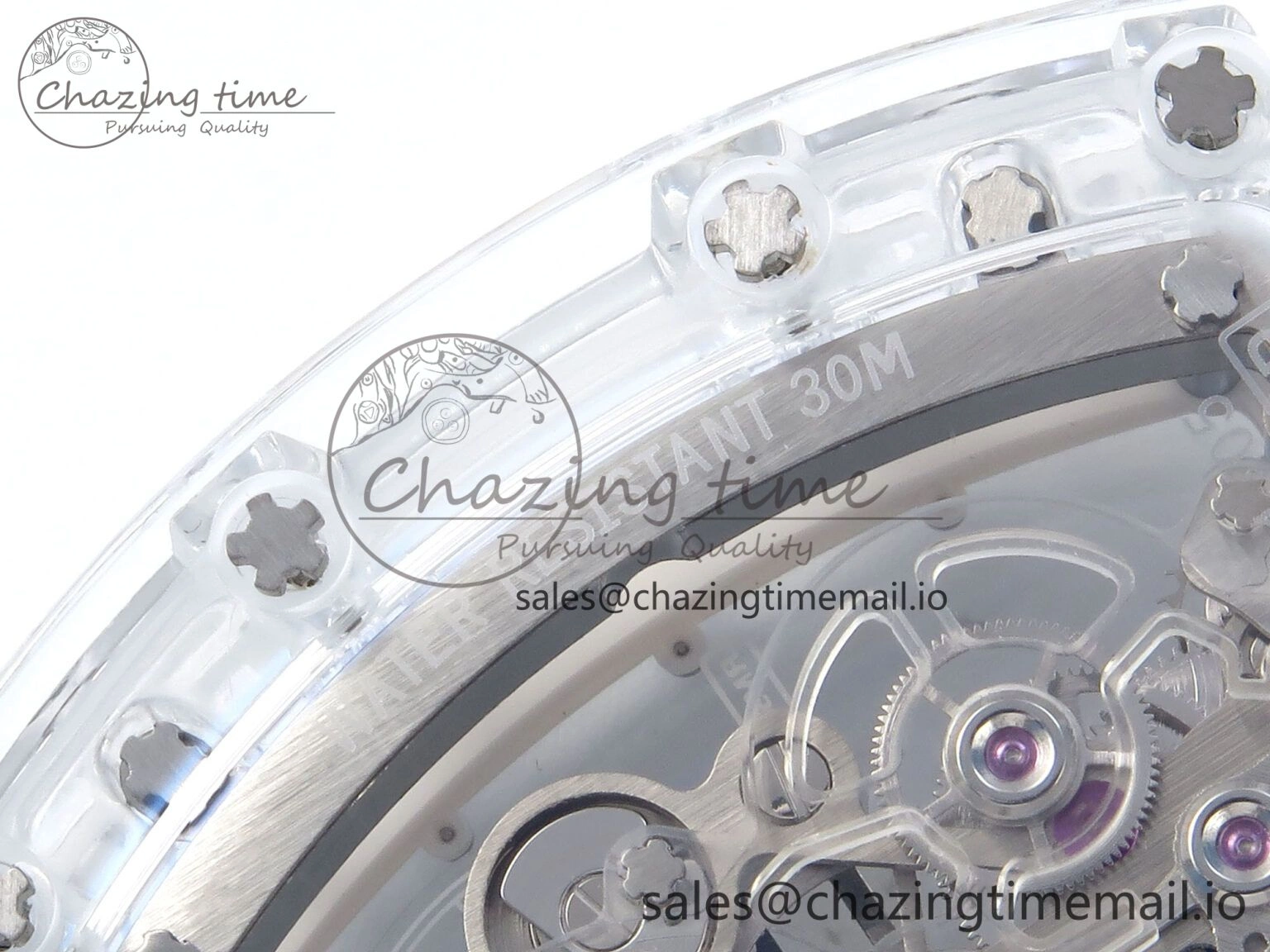 FreshLook RM56-02 Transparent Tourbillon RMF Best Edition Skeleton Dial Blue Hands on Blue Rubber Strap 9231