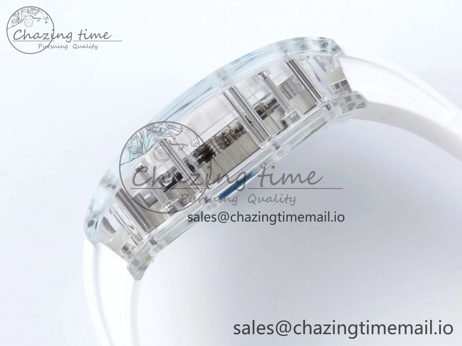 RM56-02 Transparent Tourbillon RMF Best Edition Skeleton Dial Blue Hands on White Rubber Strap EasyCare 9233