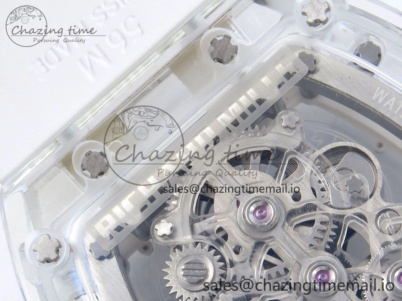 RM56-02 Transparent Tourbillon RMF Best Edition Skeleton Dial Blue Hands on White Rubber Strap EasyCare 9233