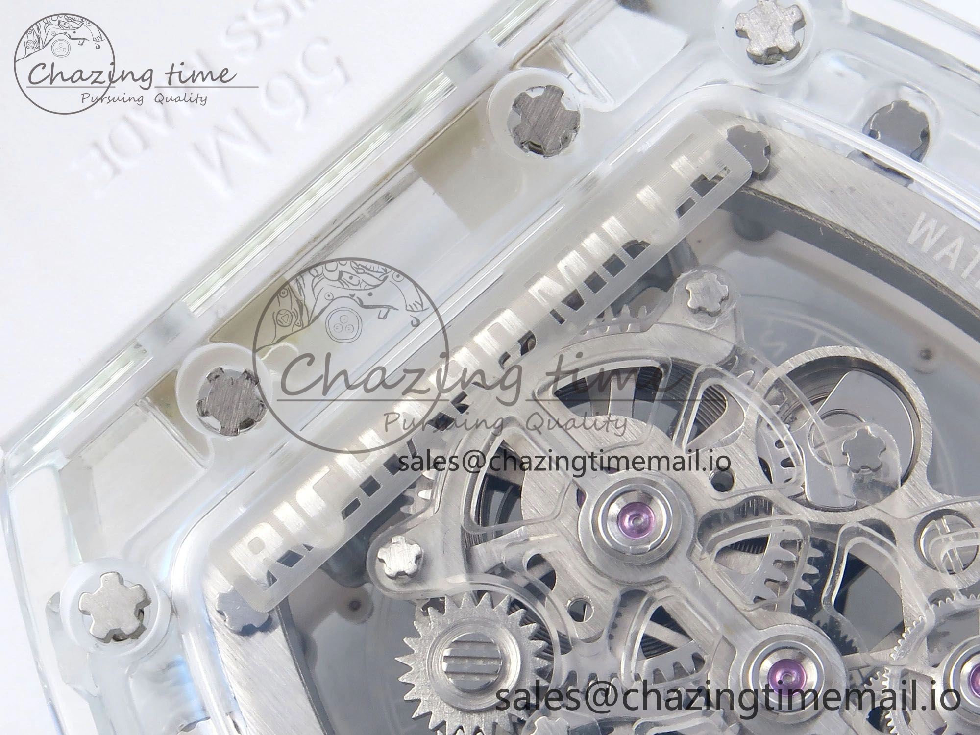 RM56-02 Transparent Tourbillon RMF Best Edition Skeleton Dial Blue Hands on White Rubber Strap EasyCare 9233