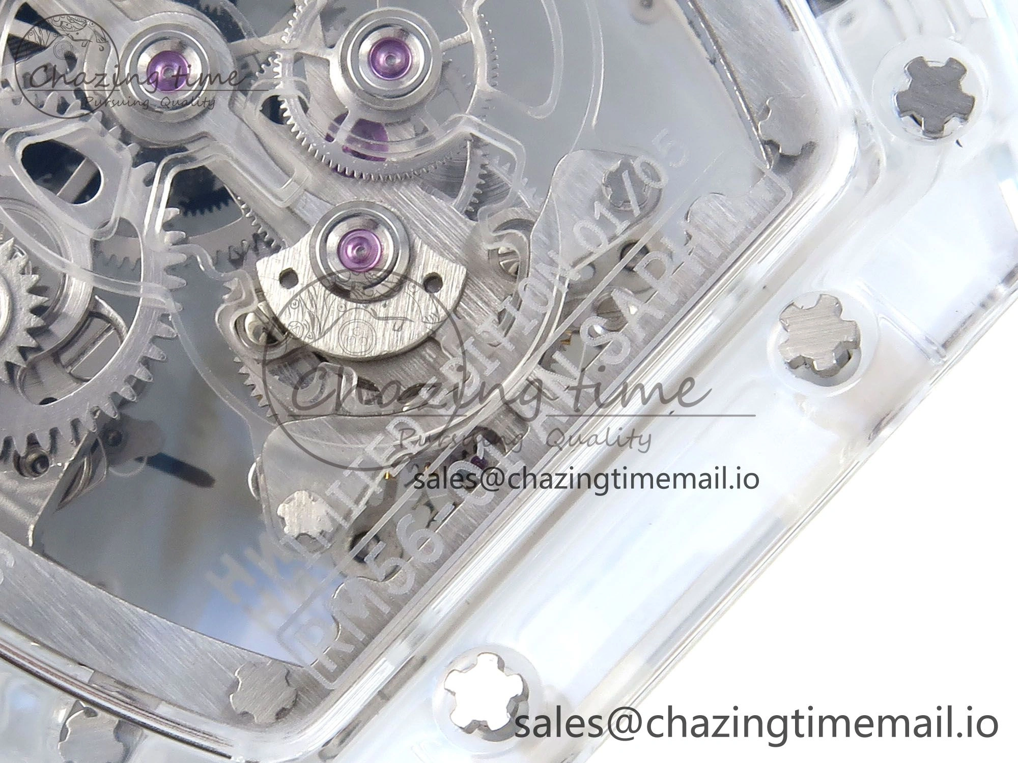 RM56-02 Transparent Tourbillon RMF Best Edition Skeleton Dial Blue Hands on White Rubber Strap EasyCare 9233