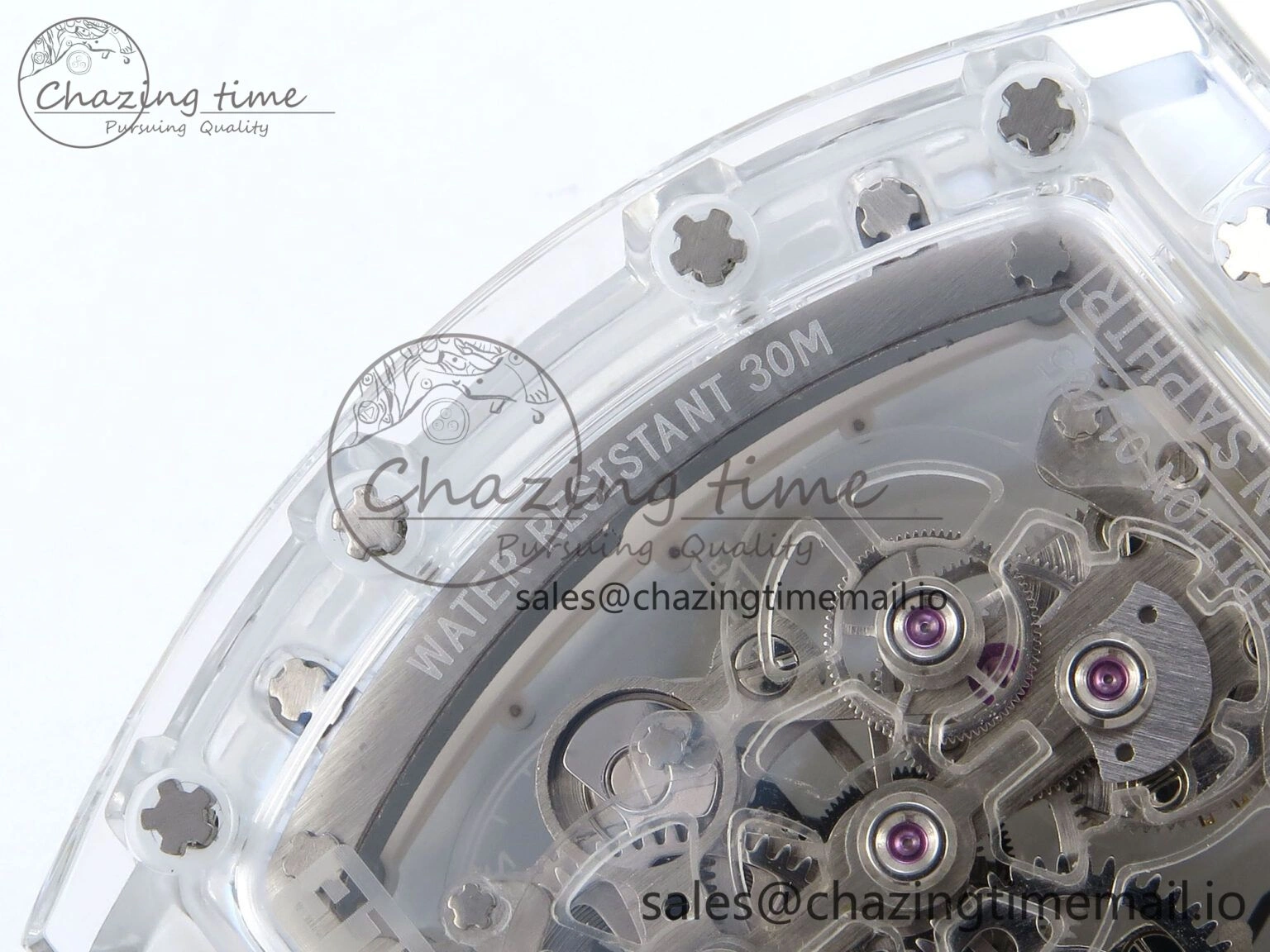 RM56-02 Transparent Tourbillon RMF Best Edition Skeleton Dial Blue Hands on White Rubber Strap EasyCare 9233