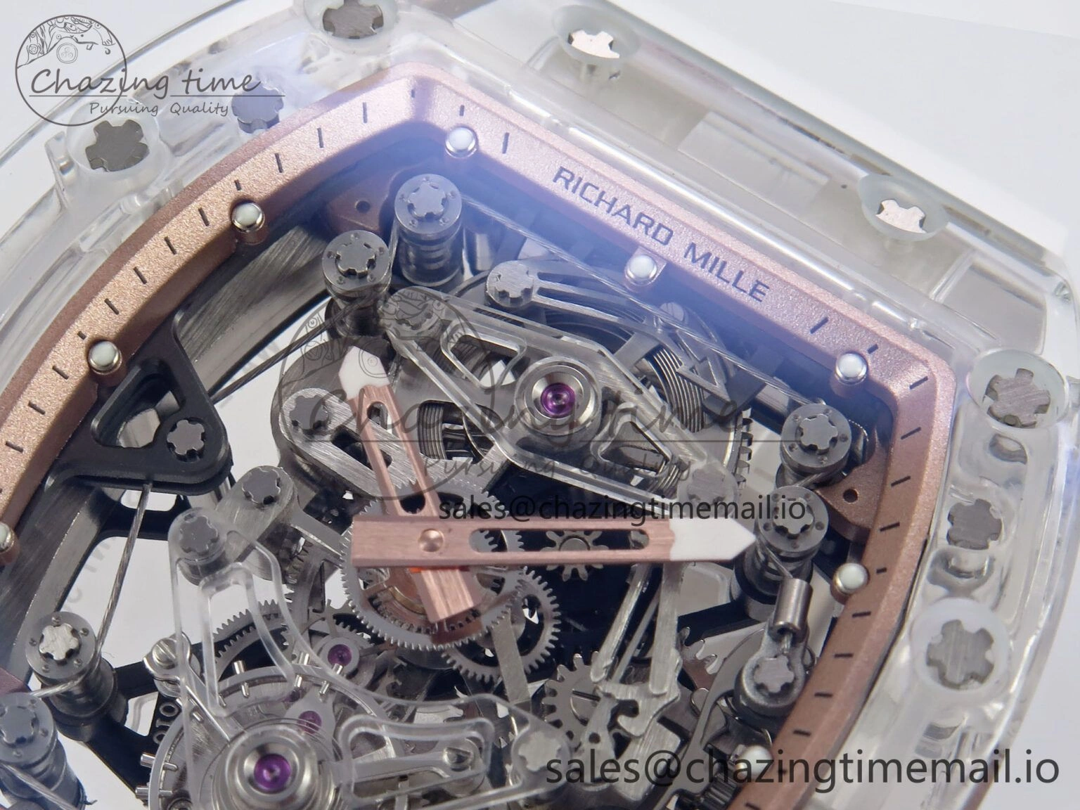 Upgraded RM56-02 Transparent Tourbillon RMF Best Edition Skeleton Gold Dial on White Rubber Strap 9252