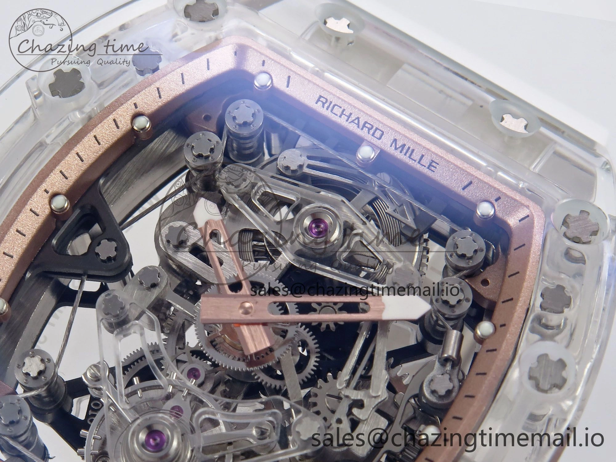 Upgraded RM56-02 Transparent Tourbillon RMF Best Edition Skeleton Gold Dial on White Rubber Strap 9252