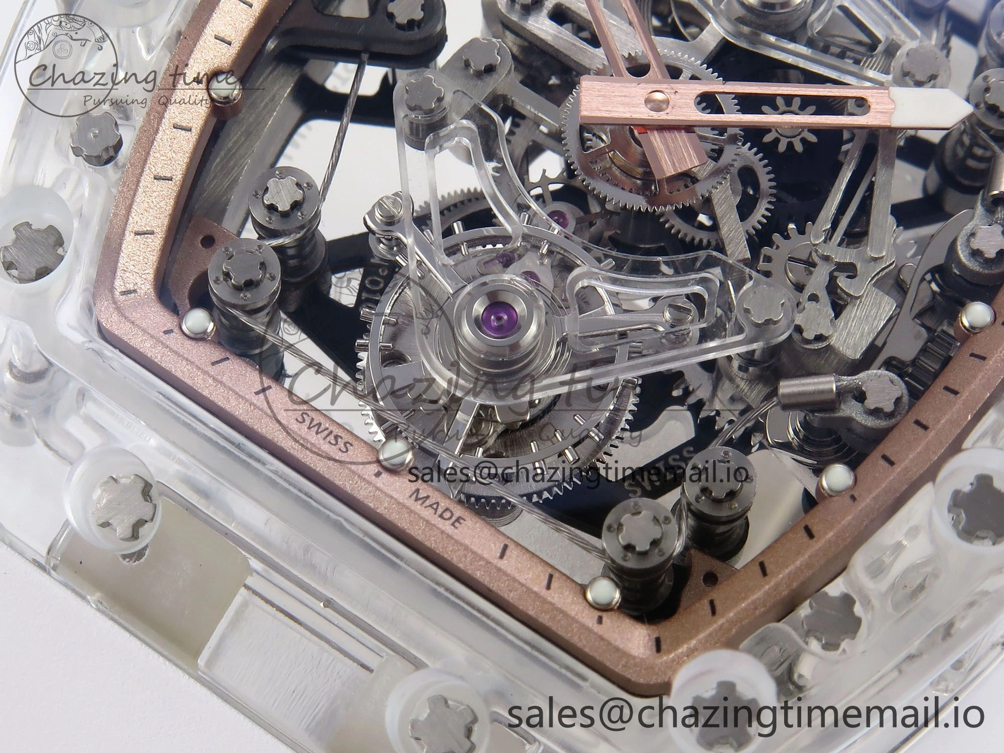 Upgraded RM56-02 Transparent Tourbillon RMF Best Edition Skeleton Gold Dial on White Rubber Strap 9252