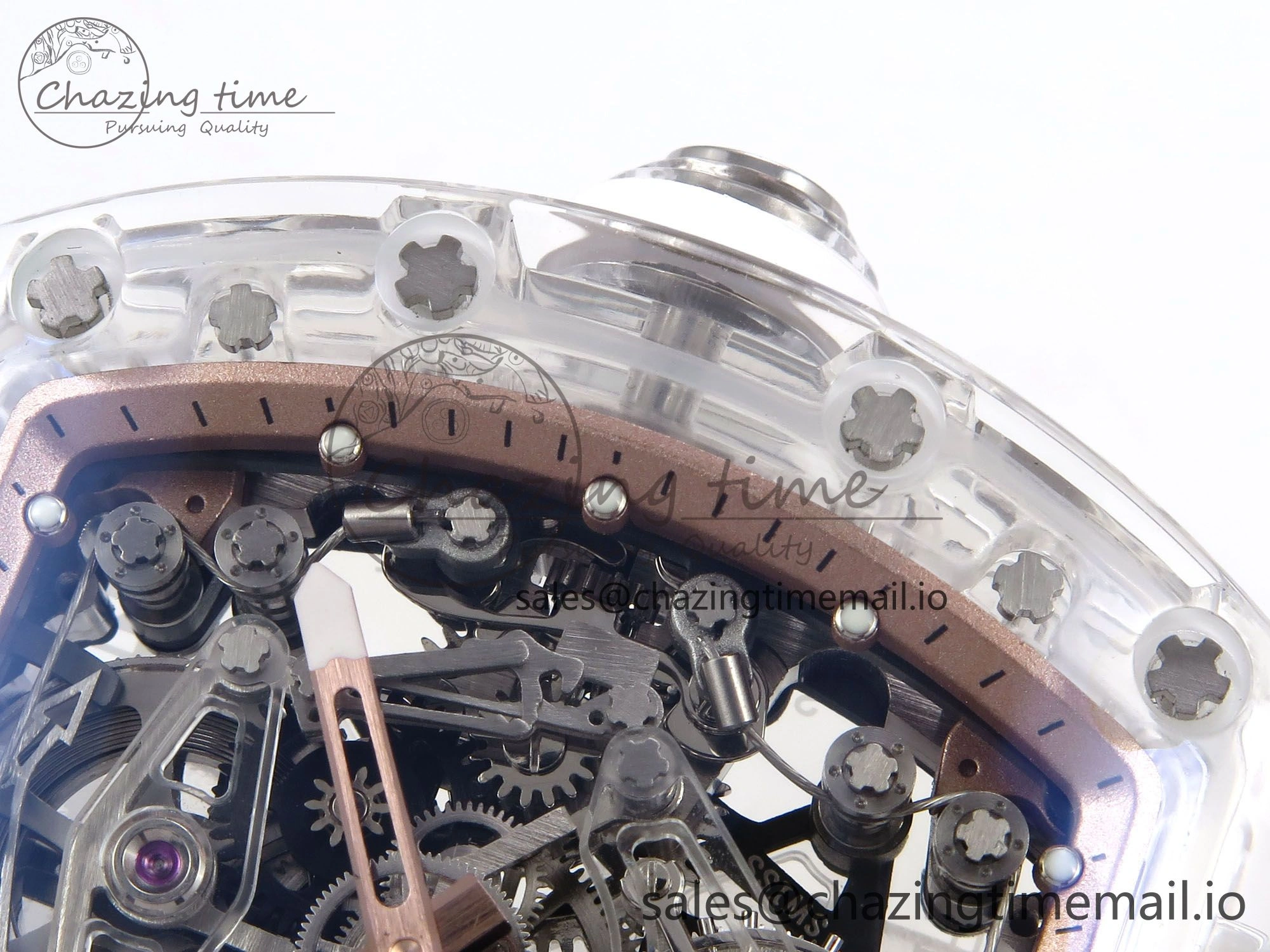 Upgraded RM56-02 Transparent Tourbillon RMF Best Edition Skeleton Gold Dial on White Rubber Strap 9252