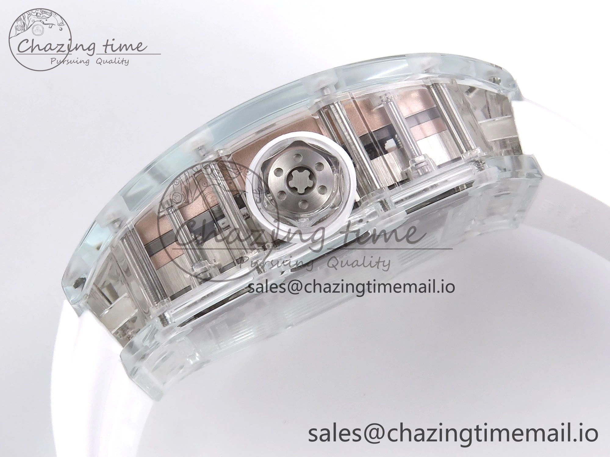 Upgraded RM56-02 Transparent Tourbillon RMF Best Edition Skeleton Gold Dial on White Rubber Strap 9252