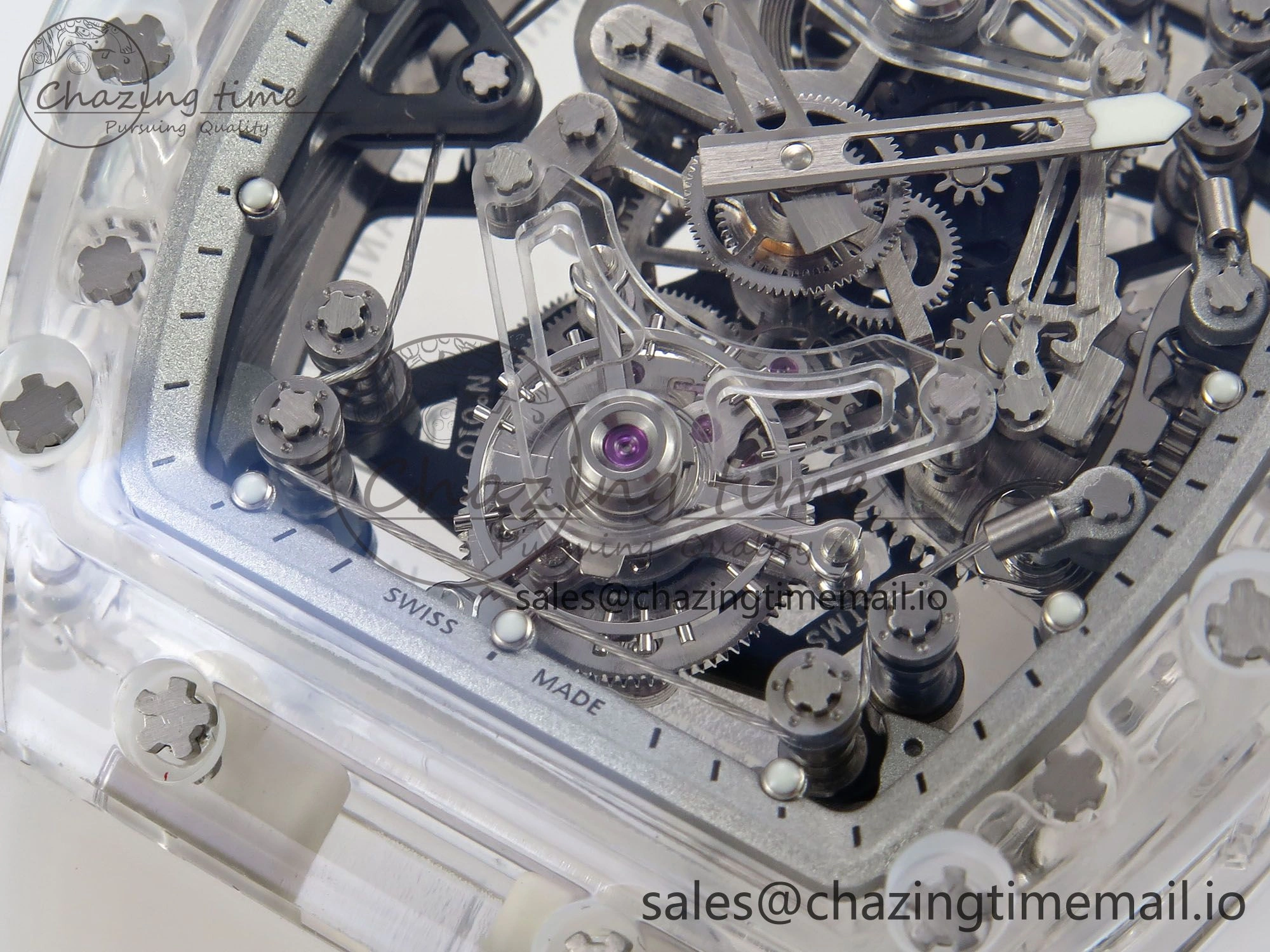 Trendy RM56-02 Transparent Tourbillon RMF Best Edition Skeleton White Dial on Transparent Rubber Strap 9253