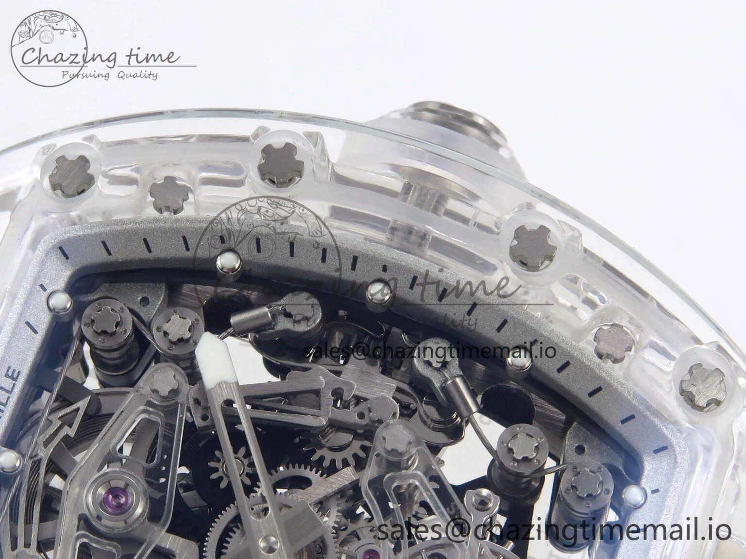 Trendy RM56-02 Transparent Tourbillon RMF Best Edition Skeleton White Dial on Transparent Rubber Strap 9253