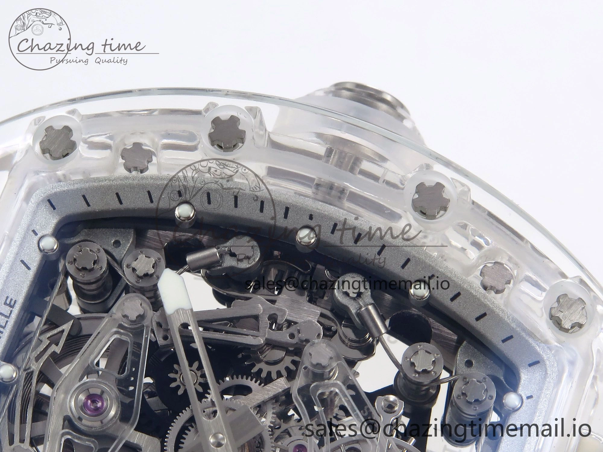 Trendy RM56-02 Transparent Tourbillon RMF Best Edition Skeleton White Dial on Transparent Rubber Strap 9253