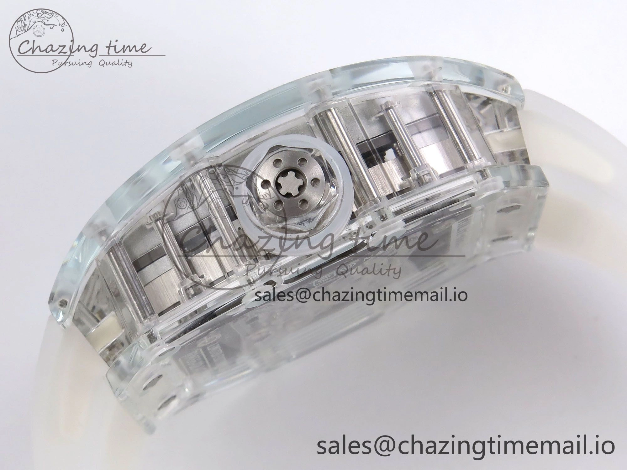 Trendy RM56-02 Transparent Tourbillon RMF Best Edition Skeleton White Dial on Transparent Rubber Strap 9253