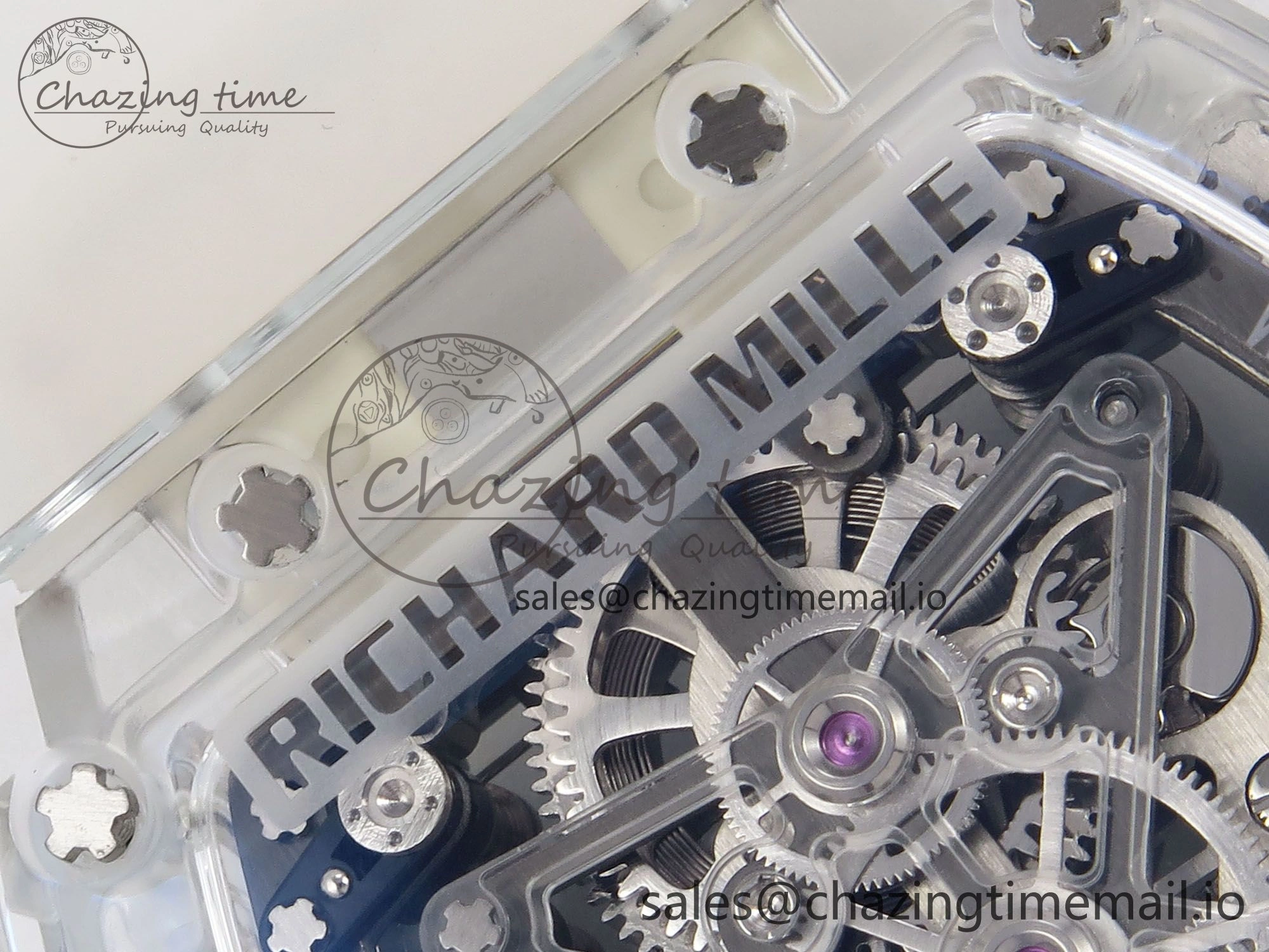 Trendy RM56-02 Transparent Tourbillon RMF Best Edition Skeleton White Dial on Transparent Rubber Strap 9253